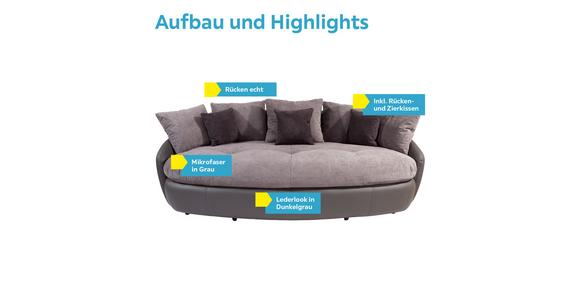 Big Sofa Aruba mit Kissen B: 238 cm Grau/Schwarz Lederlook - Schwarz/Grau, LIFESTYLE, Textil (238/80/140cm) - Luca Bessoni