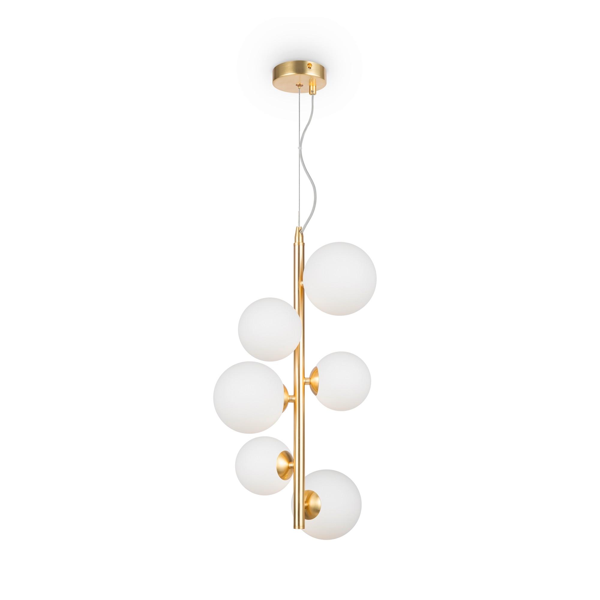 Pendelleuchte Dallas - Goldfarben/Weiß, Trend, Glas/Metall (29/170cm) - MAYTONI