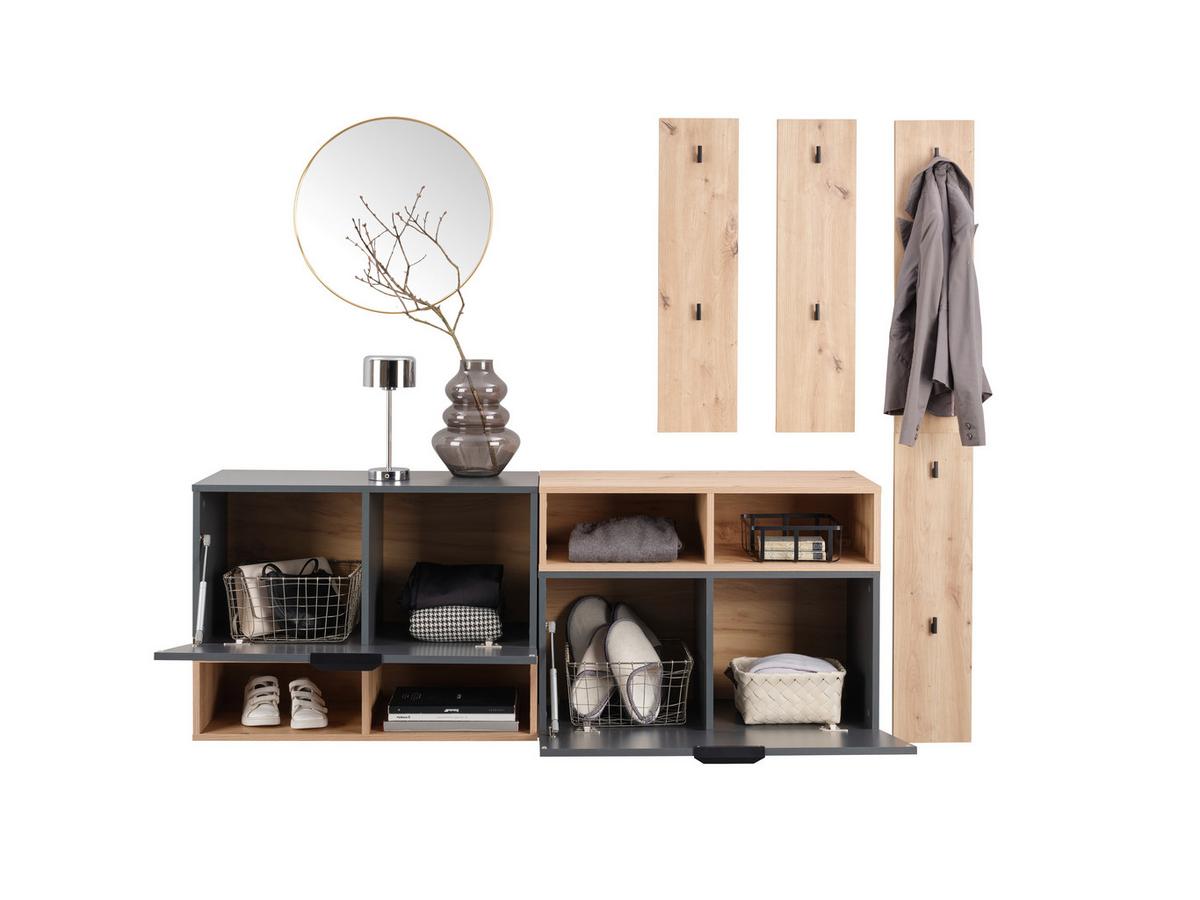 Garderobe Ciao Anthrazit/Eiche Dekor 3--Teilig - Anthrazit/Eiche Artisan, MODERN, Holzwerkstoff (180/160/37,6cm)