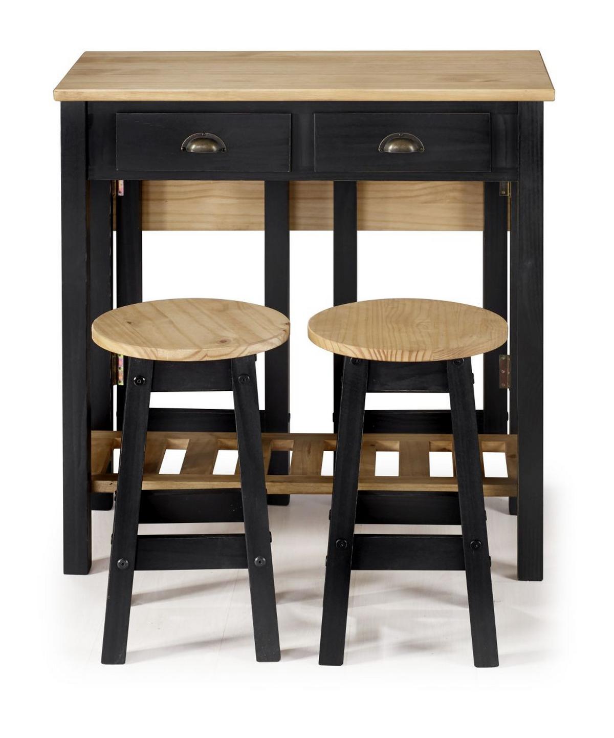 Barmöbel-set Sharona 3-tlg. Naturfarben/schwarz Echtholz - Schwarz/Naturfarben, Natur, Holz (80/30/84/51/72/30cm) - Livetastic