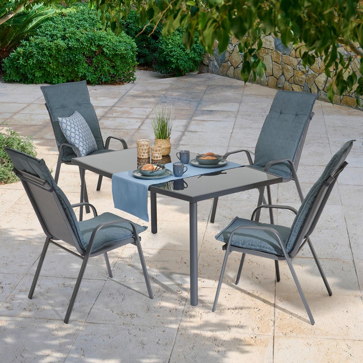 Hochlehnerauflage Genf 114x47 Cm Grau/türkis - Schlammfarben, Basics, Textil (114/48/4cm) - Beo