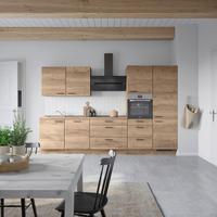 Kuchyňská linka 330 cm, dekor dub Havanna - černá/tmavý dub, Moderní, kov/kompozitní dřevo (330cm) - Nobilia