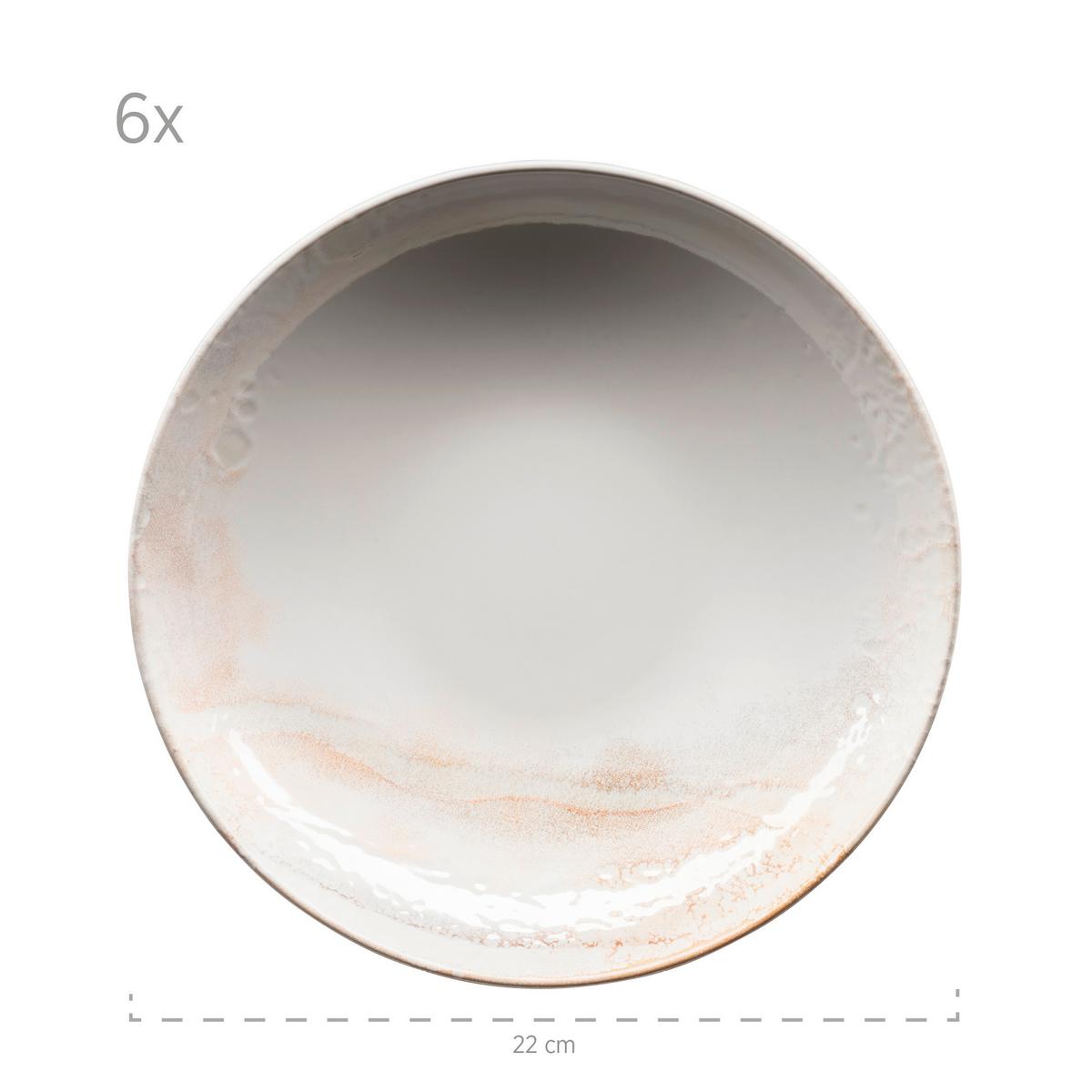 Tafelservice Ossia Steinzeug 6 Personen Geschirr Set - Beige/Weiß, Basics, Keramik (40,5/36,5/49cm) - Mäser