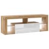 TV-Lowboard Everest B: 140 cm Wotan Eiche Dekor, Weiß - Eiche Wotan/Schwarz, Design, Glas/Holzwerkstoff (140/50,5/35cm) - Livetastic