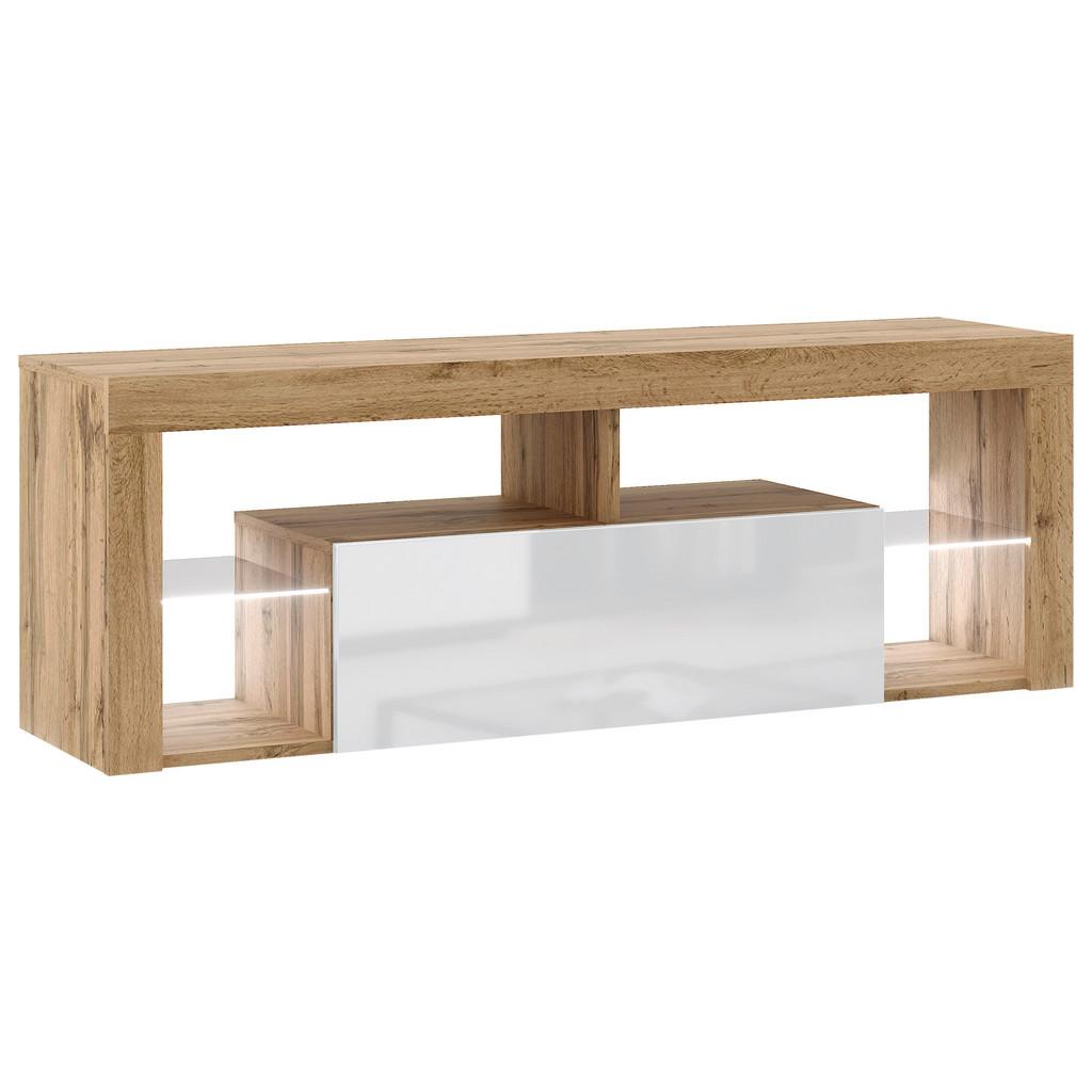TV-Lowboard Everest B: 140 cm Wotan Eiche Dekor, Weiß