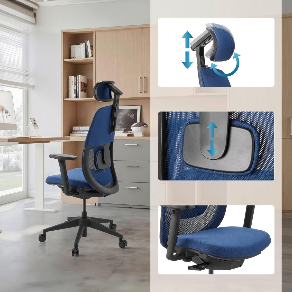 DREHSTUHL Skandis Pro Blau B: 71cm - Blau/Schwarz, MODERN, Kunststoff/Textil (71/131/66cm) - MID.YOU