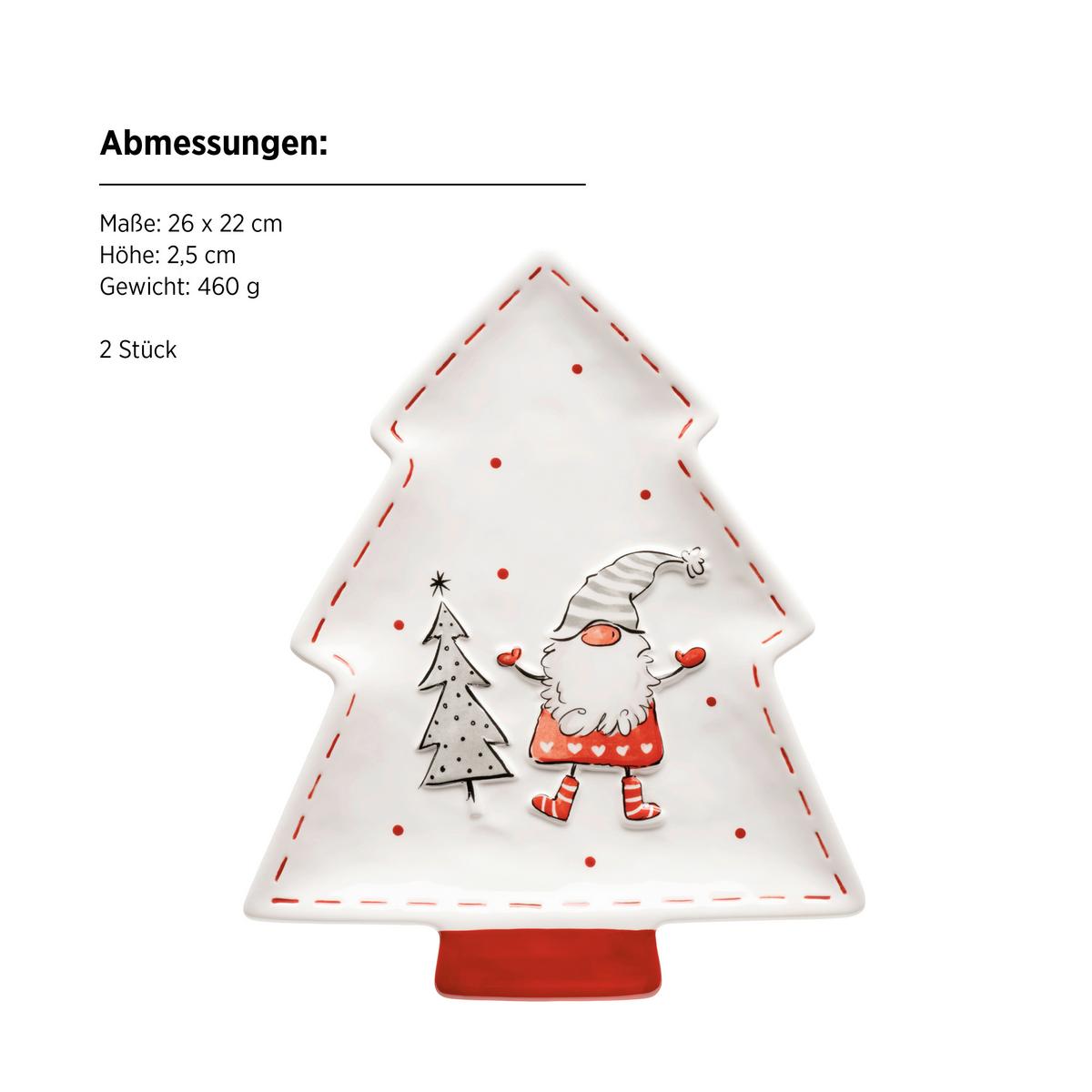 Servierplatten-Set Keramik 2 Stk. - Rot/Weiß, Basics, Keramik (26/2,5/22cm) - Mäser