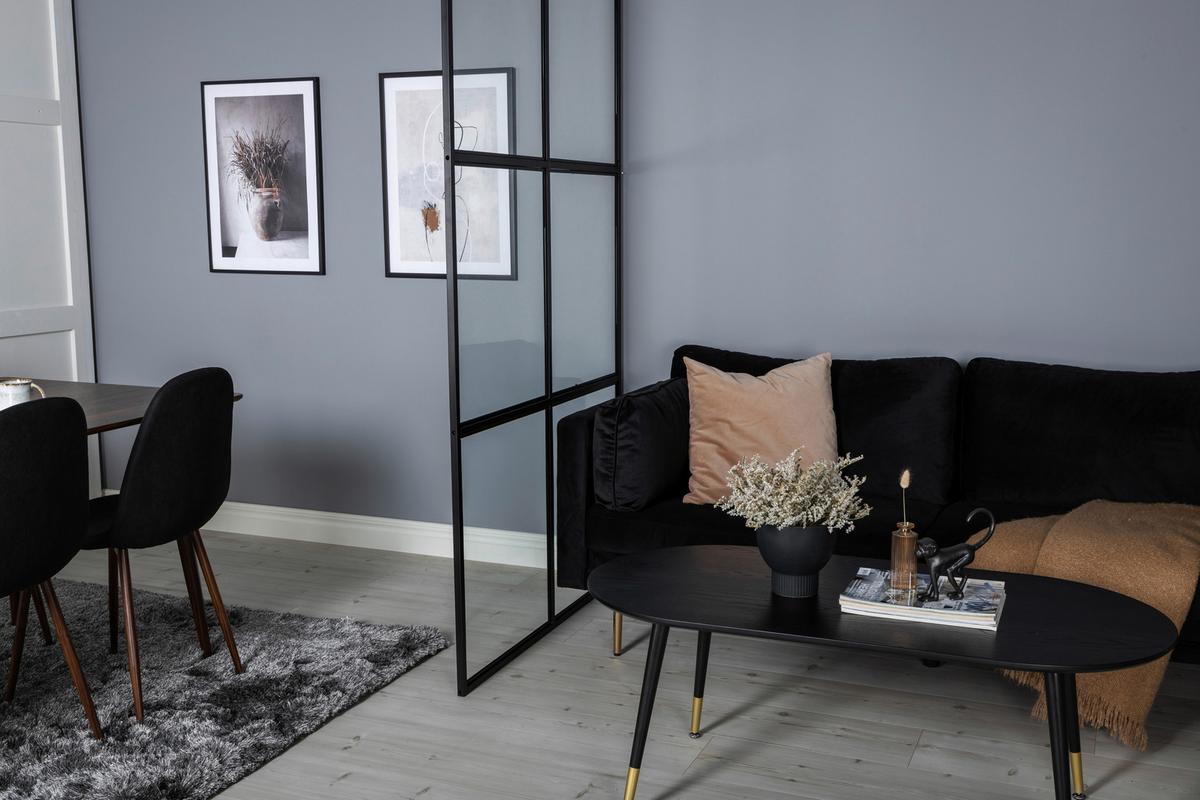 Trennwand Leif Schwarz B: 120 cm - Schwarz, MODERN, Glas/Metall (120/210/2cm) - P & B