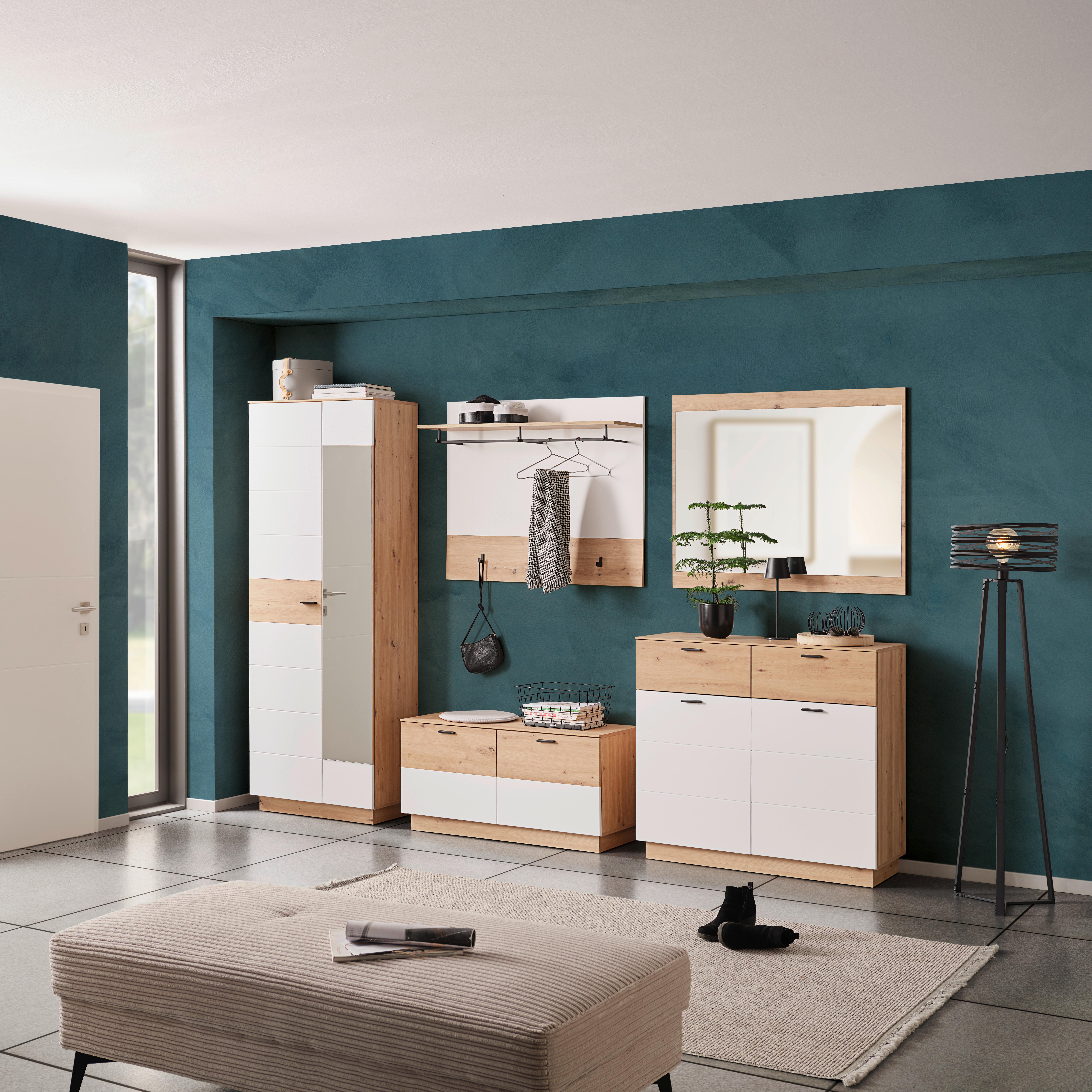 Garderobenschrank Tonale 75 Cm Artisan Eiche Dekor/alpinweiss - Weiß/Eiche Artisan, KONVENTIONELL, Glas/Holzwerkstoff (75/207,4/40cm)