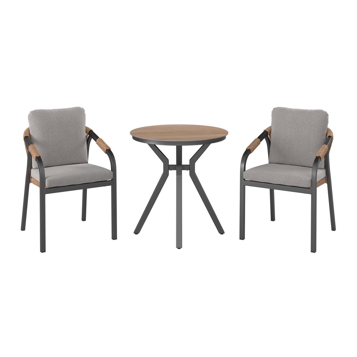 BALKÓNOVÁ ZOSTAVA JUSTIN - sivá/prírodná farba, Modern, kov/textil (70/74/70cm) - Mömax