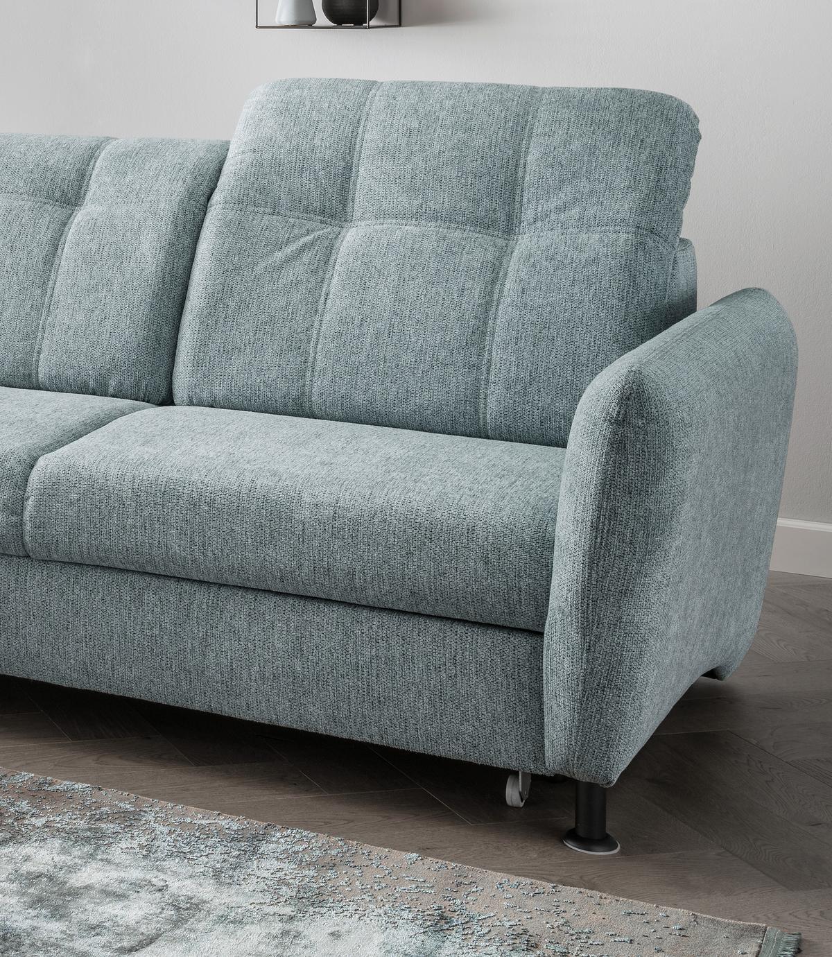 Ecksofa Minori Chenille Mintgrün, S: 184x267 cm - Schwarz/Mintgrün, MODERN, Textil (184/267cm) - Livetastic