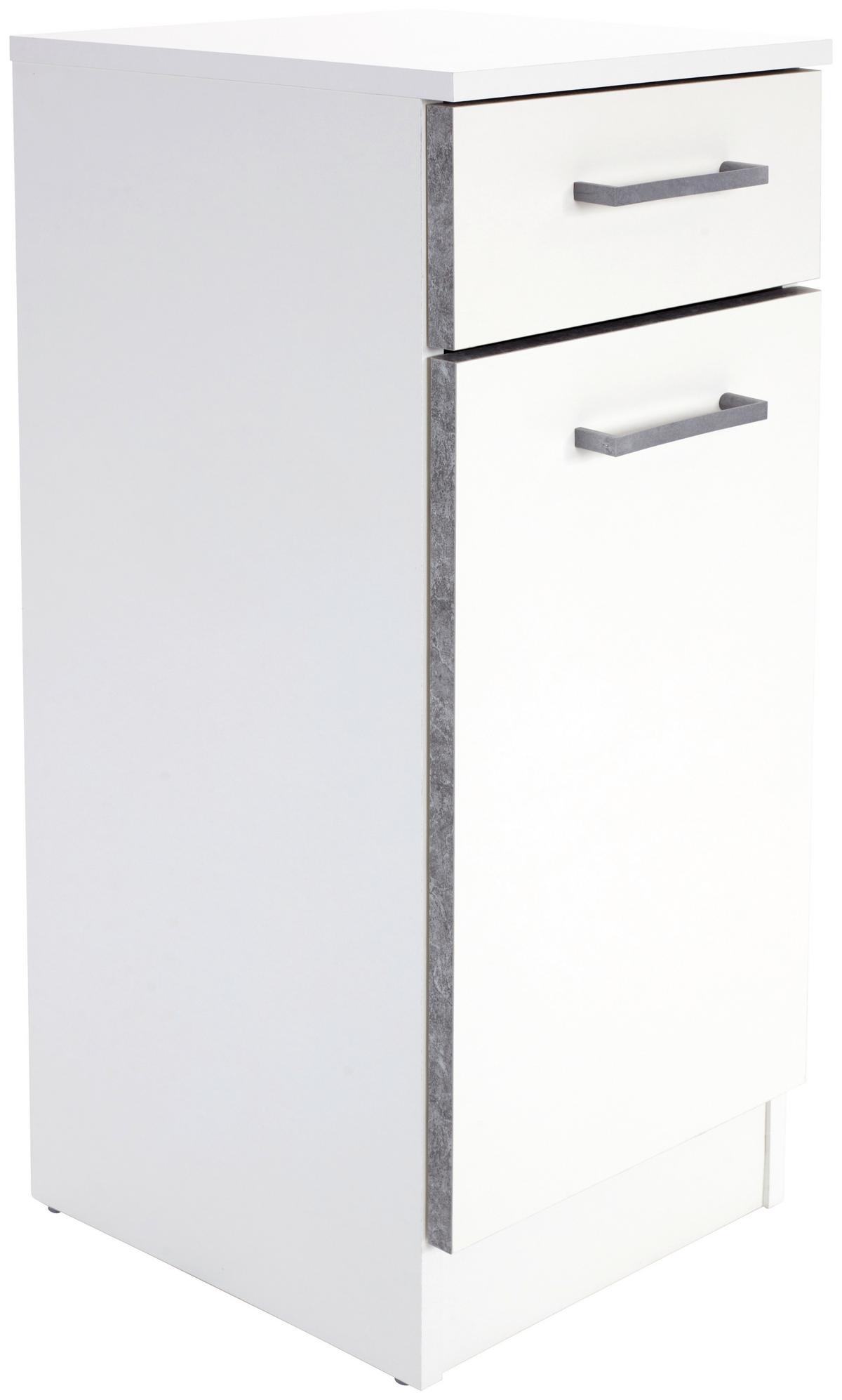 Unterschrank Verona B: 33 Cm, Weiß/ Betonoptik - Weiß, KONVENTIONELL, Holzwerkstoff (33/80/33cm)