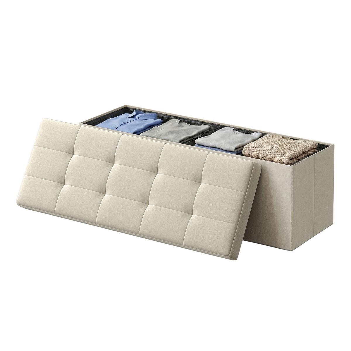 ÚLOŽNÝ BOX NA SEDENIE KRÉMOVÁ - krémová, Trend, kompozitné drevo/textil (110/38/38cm) - Boxxx
