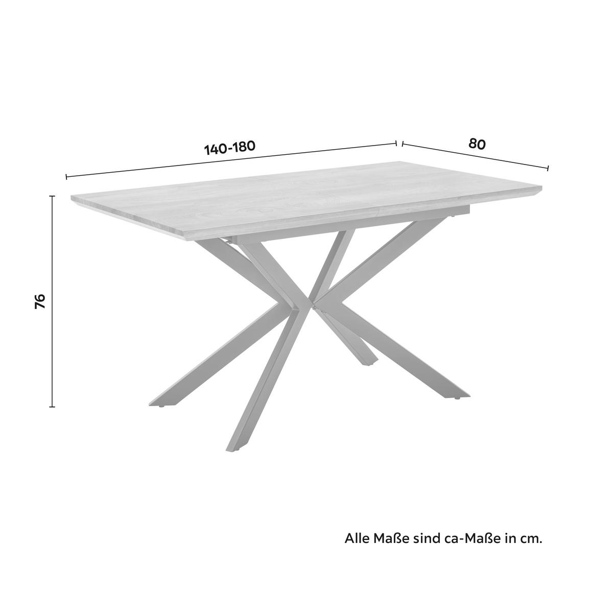 Jídelní stůl AKI 140-180x80 cm - černá/barvy vlašských ořechů, Moderní, kov/kompozitní dřevo (140-180/80/76cm) - Bessagi Home