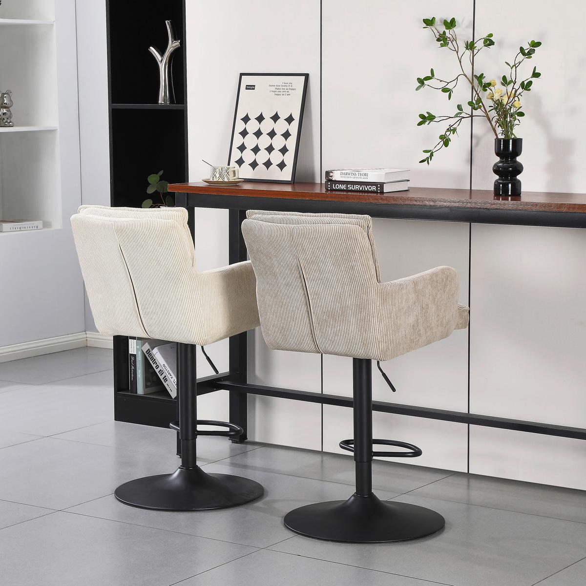 Barhocker Kai Grau Höhenverstellbar Mit Lehne - Schwarz/Grau, KONVENTIONELL, Textil/Metall (57/100-121/57cm) - MID.YOU