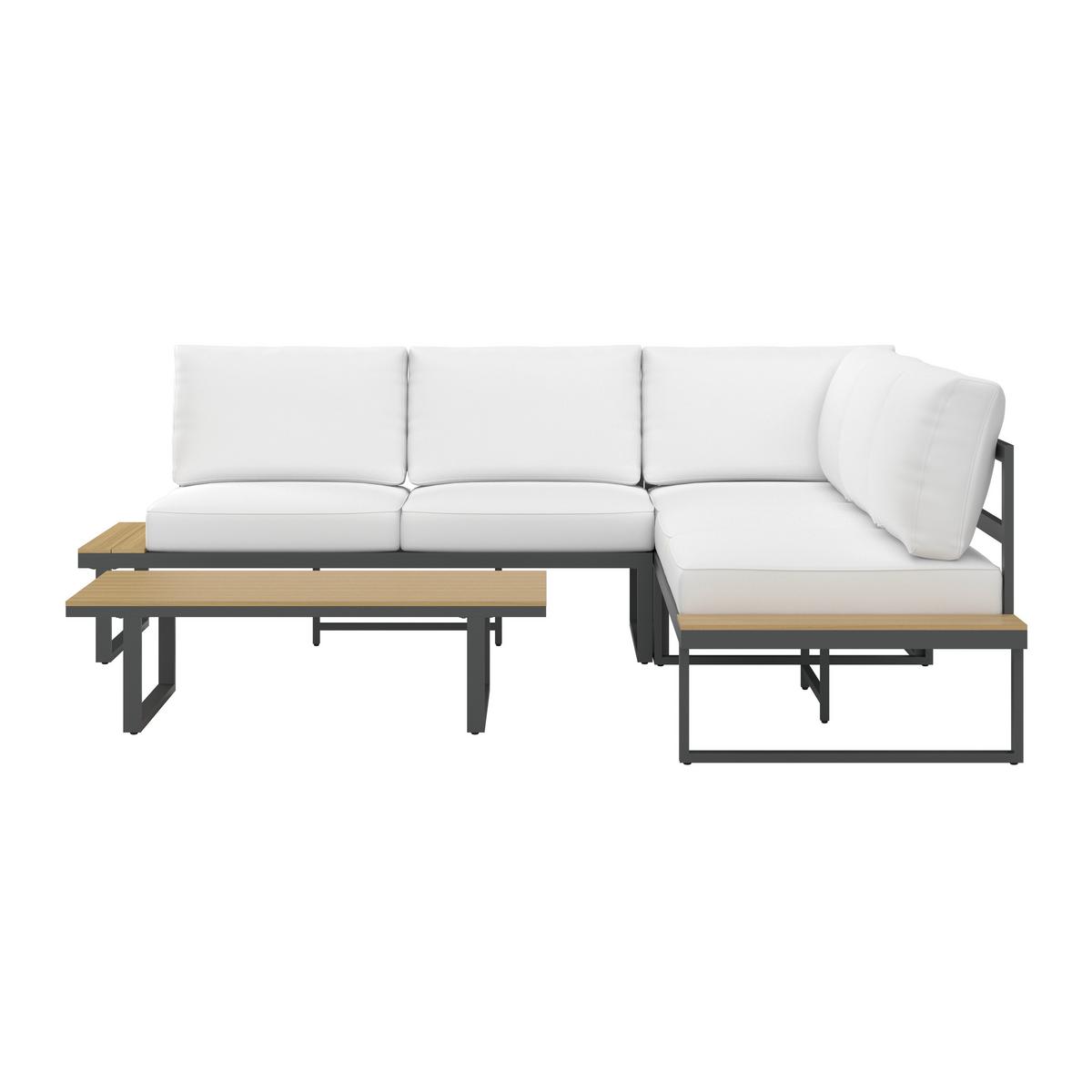 TERASOVÁ SEDACÍ SOUPRAVA ARIANNA - černá/krémová, Moderní, kov/textil (228cm) - Bessagi Garden