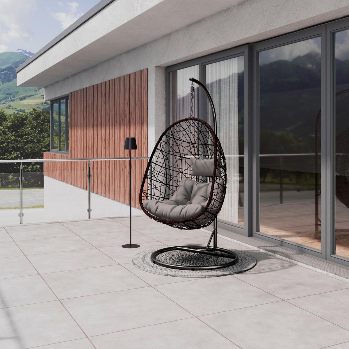 ZÁVĚSNÉ KŘESLO KRETA - černá/světle šedá, Basics, kov/textil (95/195/95cm) - Mömax