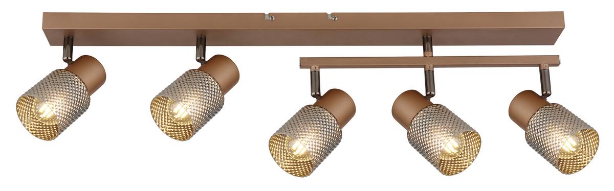 Strahler Exkl. 5xe14, 40w - Schwarzchrom/Braun, LIFESTYLE, Glas/Metall (85/49,5/12cm) - Globo