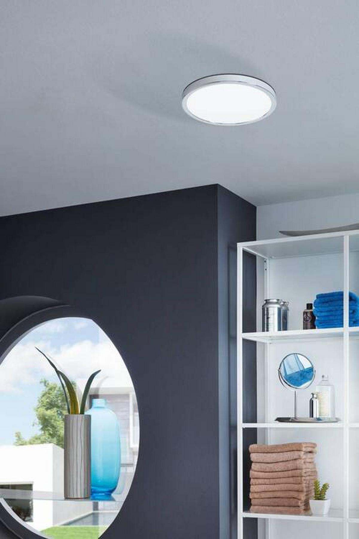 Led-deckenleuchte Fueva Ø 28,5 Cm, Rund - Chromfarben/Weiß, Basics, Kunststoff/Metall (28,5/2,8cm) - Eglo