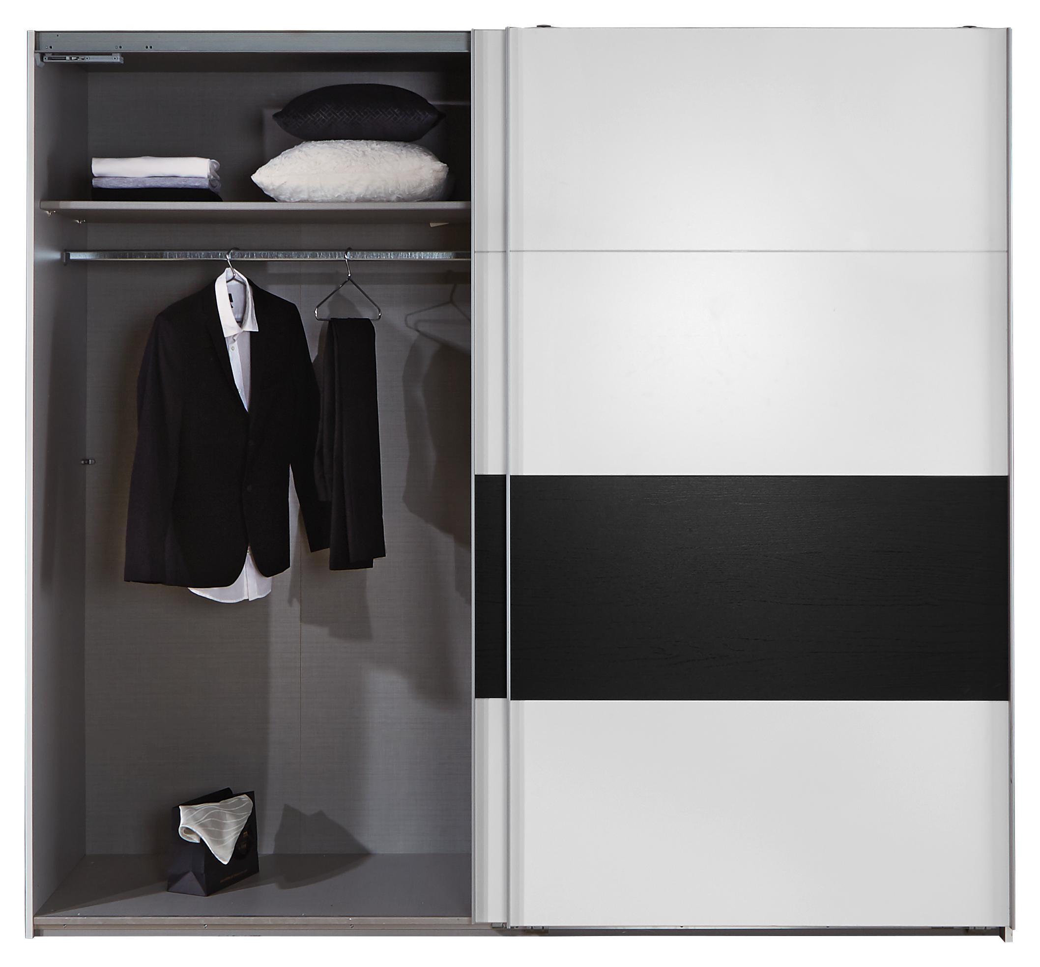 Schwebetürenschrank 225cm Bert, Weiß/ Schwarzeiche Dekor - Eichefarben/Weiß, KONVENTIONELL, Holz/Holzwerkstoff (225/210/65cm)