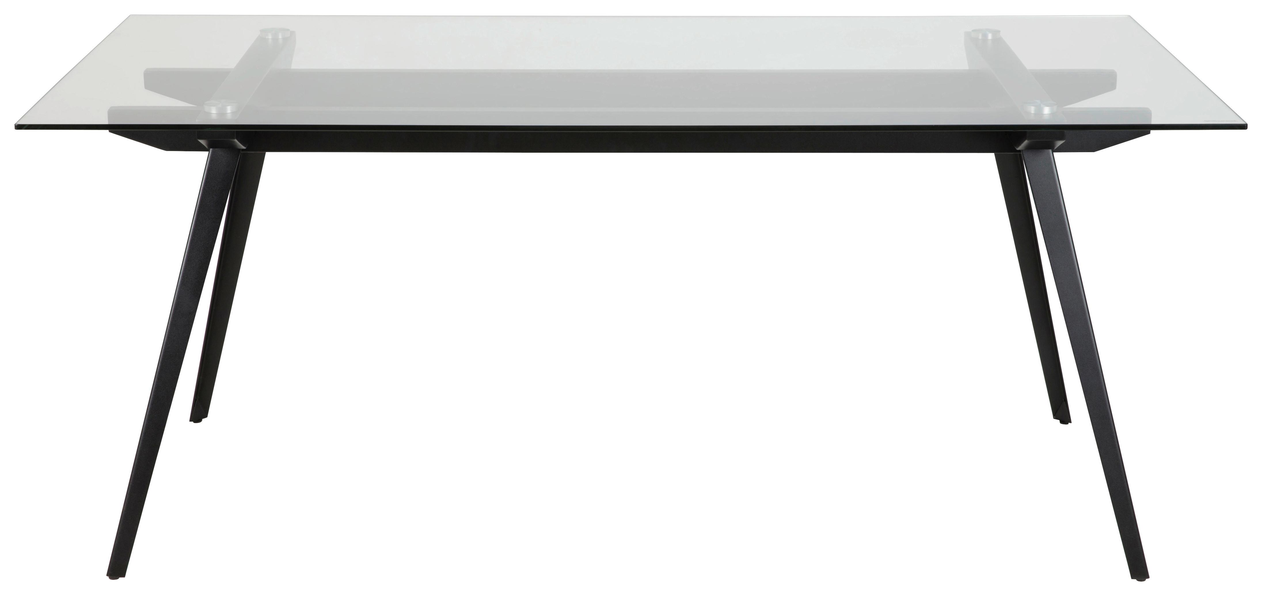 Esstisch Monti 180x90 cm Klarglas/Schwarz - Schwarz, Design, Glas/Metall (180/90/75cm) - MID.YOU