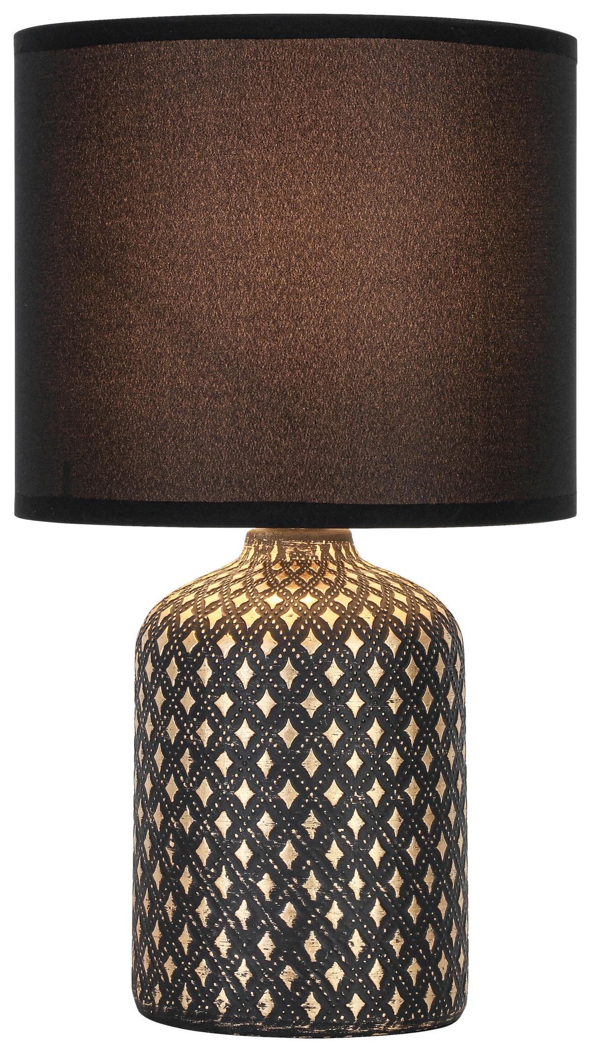 STOLNÍ LAMPA LIPZ - černá/barvy zlata, Konvenční, kov/textil (18/31cm) - Based