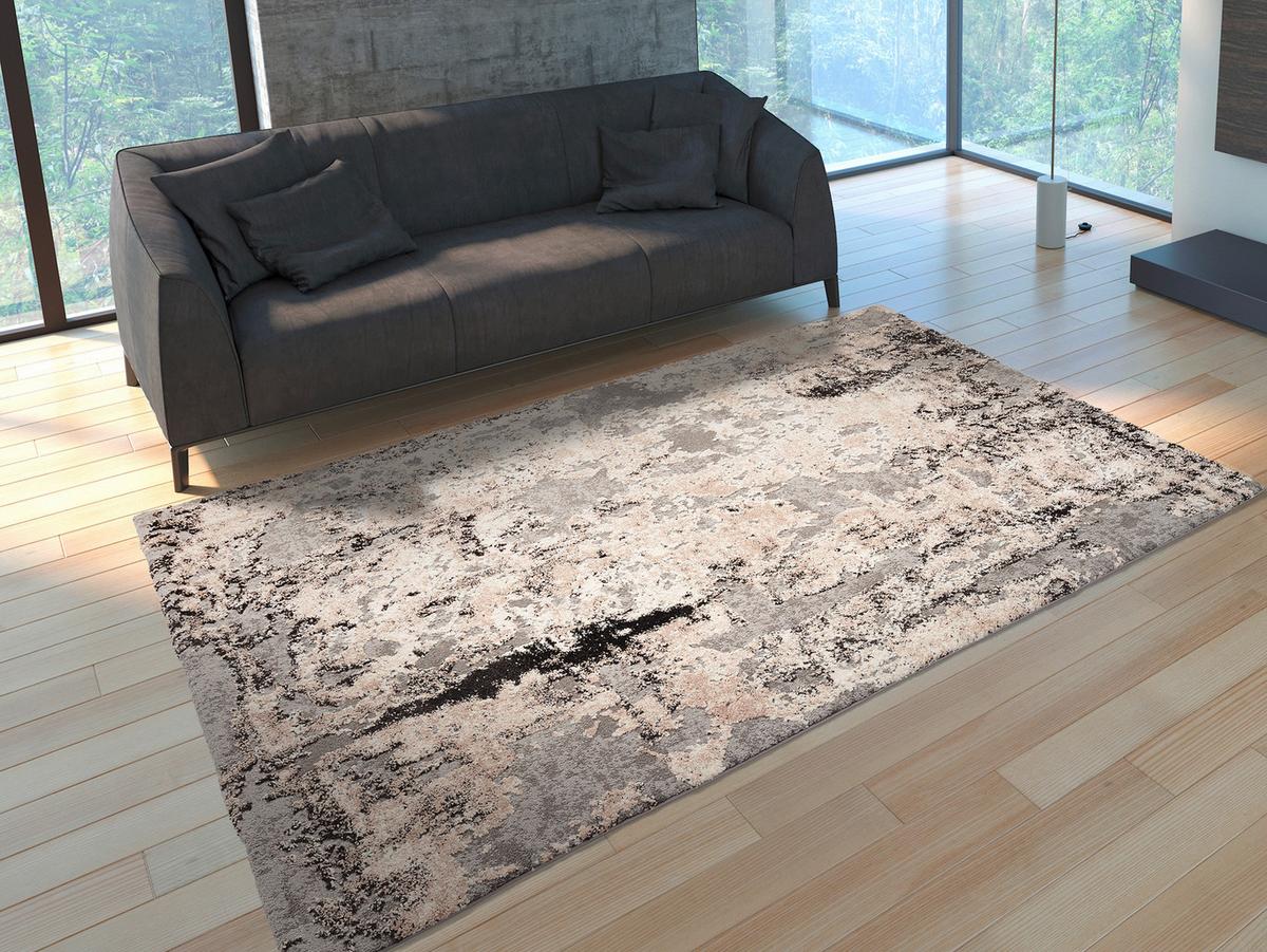 Webteppich Hellgrau Timeline Quantum 65x130 cm - Hellgrau, Design, Textil (65/130cm) - Novel