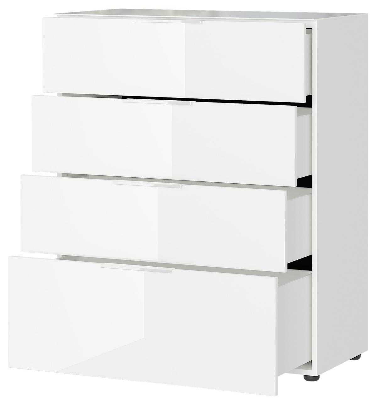 Kommode mit Glas B: 83 cm Gw-Oakland Weiß - Schwarz/Weiß, KONVENTIONELL, Glas/Holzwerkstoff (83/101/42cm) - Germania
