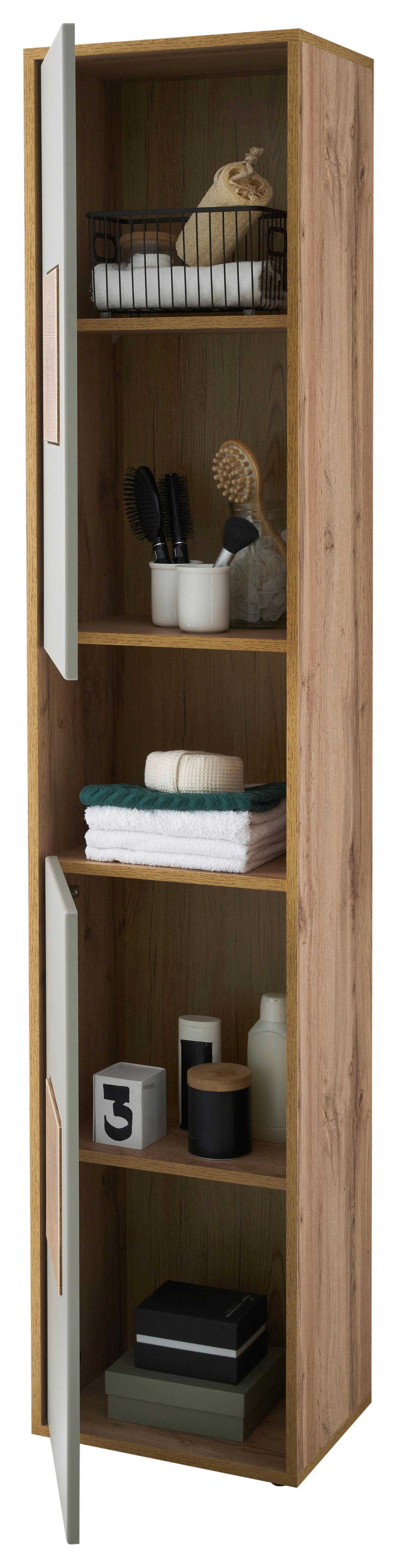 Hochschrank Greece Bxh 40x190 Cm Eiche Dekor/hellgrau - Eiche Wotan/Hellgrau, MODERN, Holzwerkstoff (40/190/30cm) - MID.YOU