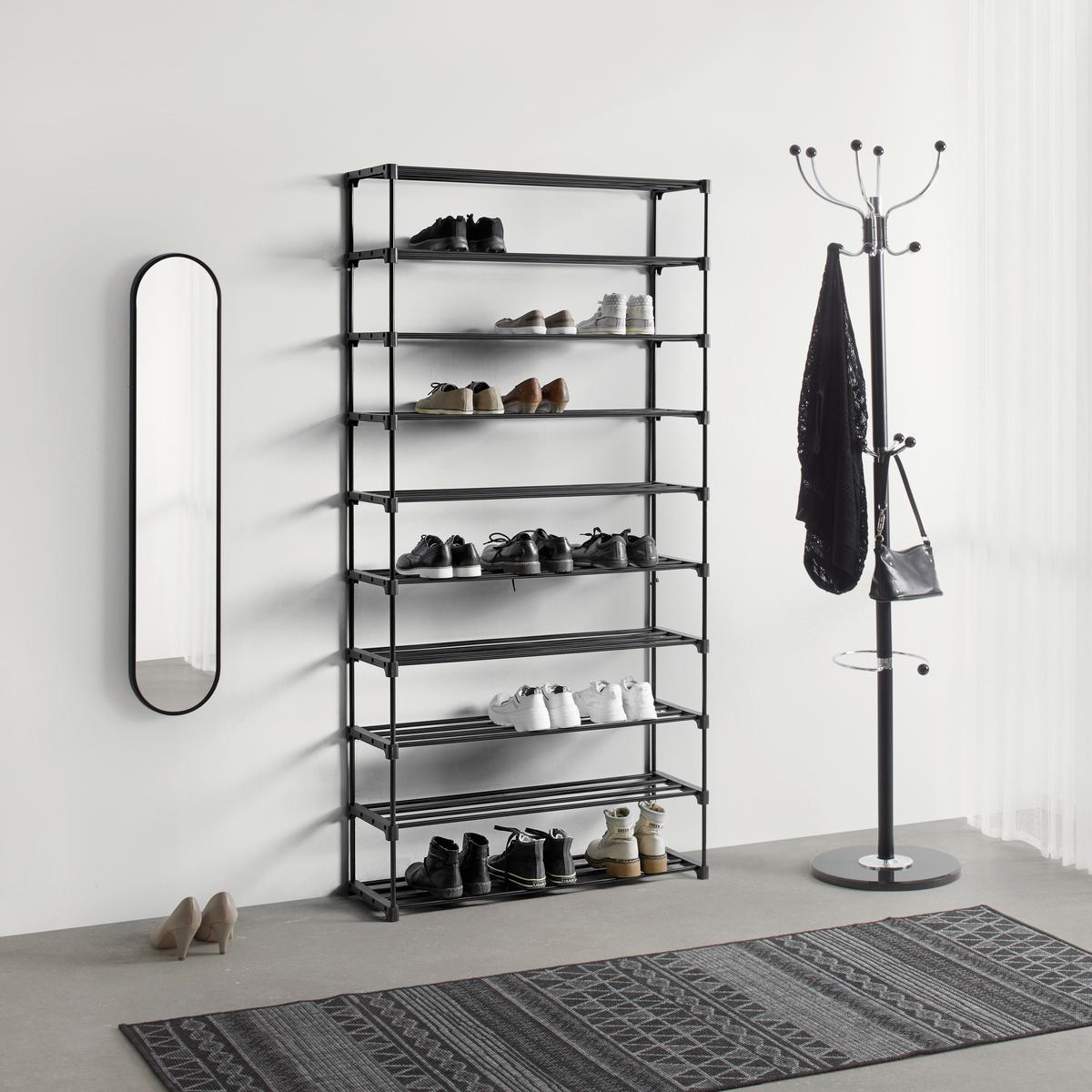 REGÁL NA TOPÁNKY GRANDO -BASED/SB- - čierna, Konventionell, kov/plast (94/194/30cm) - Based