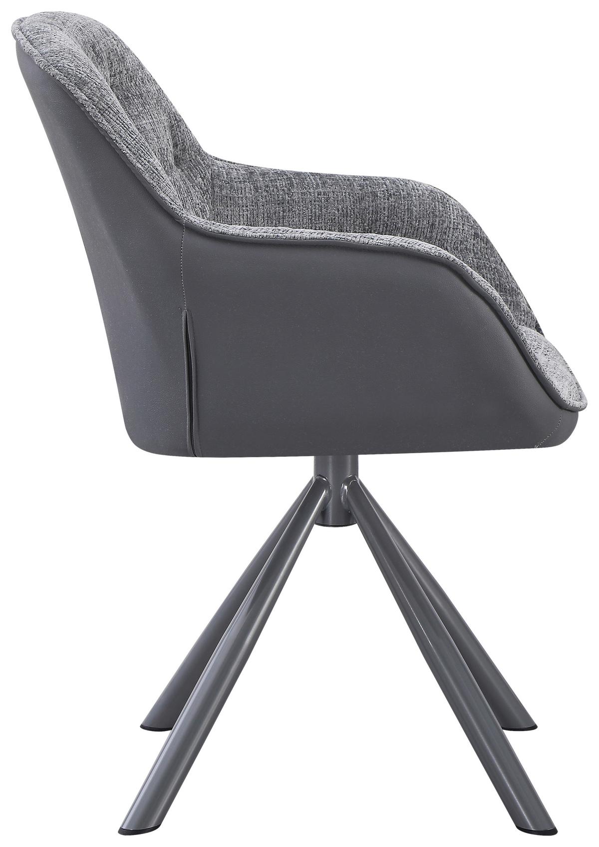 Židle s područkami Eileen šedá látka - šedá, Moderní, kov/textil (62/85/61cm) - Mömax