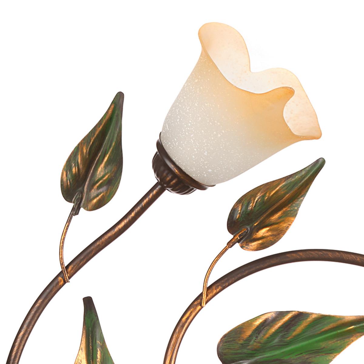 Deckenleuchte 4620/Pl5 - Bronzefarben/Olivgrün, Natur, Glas/Metall (70/20/70cm)