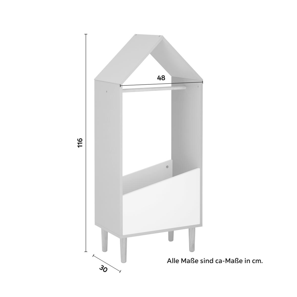 Dětská skříň ve tvaru domečku Adelia - šedá/bílá, Moderní (48/116/30cm) - Bessagi Kids