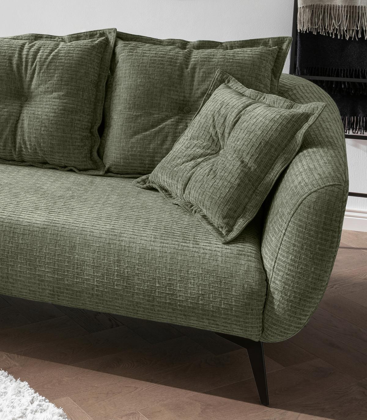 Ecksofa Baggio Olivgrün S: 162x277 cm - Schwarz/Olivgrün, MODERN, Textil (162/277cm) - Livetastic