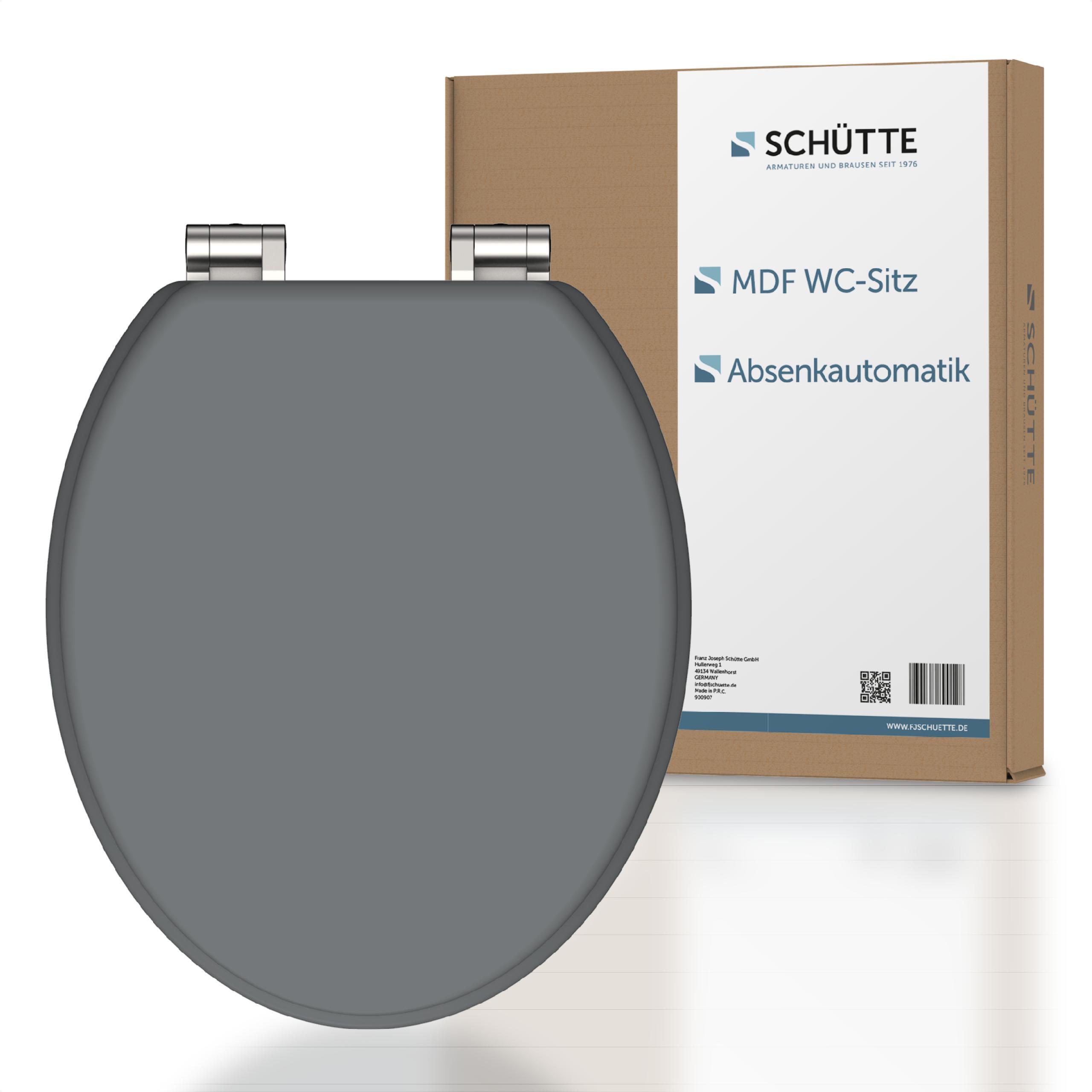WC-Sitz Grau mit Absenkautomatik B: 43,5 cm - Grau, Basics, Holzwerkstoff (43,5/5,5/37,5cm) - Schütte