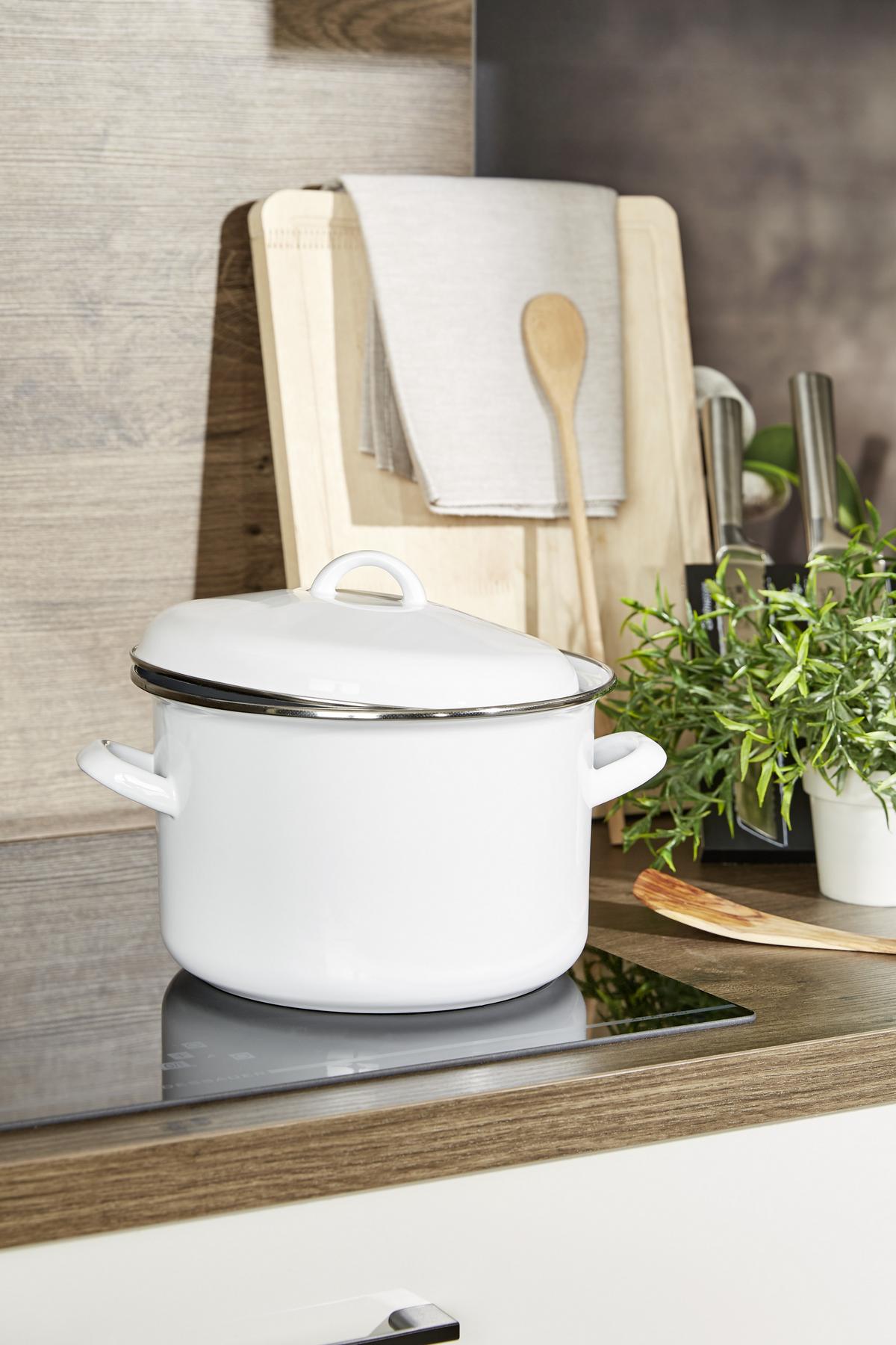 Kochtopf 6 Liter Edelstahl mit Deckel - Weiß, Basics, Metall (22/16cm) - Luca Bessoni