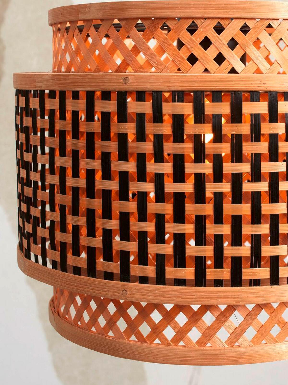 Deckenleuchte Bhutan/C/2520/Bn - Schwarz/Naturfarben, Trend, Holz (25/20cm) - Good & Mojo