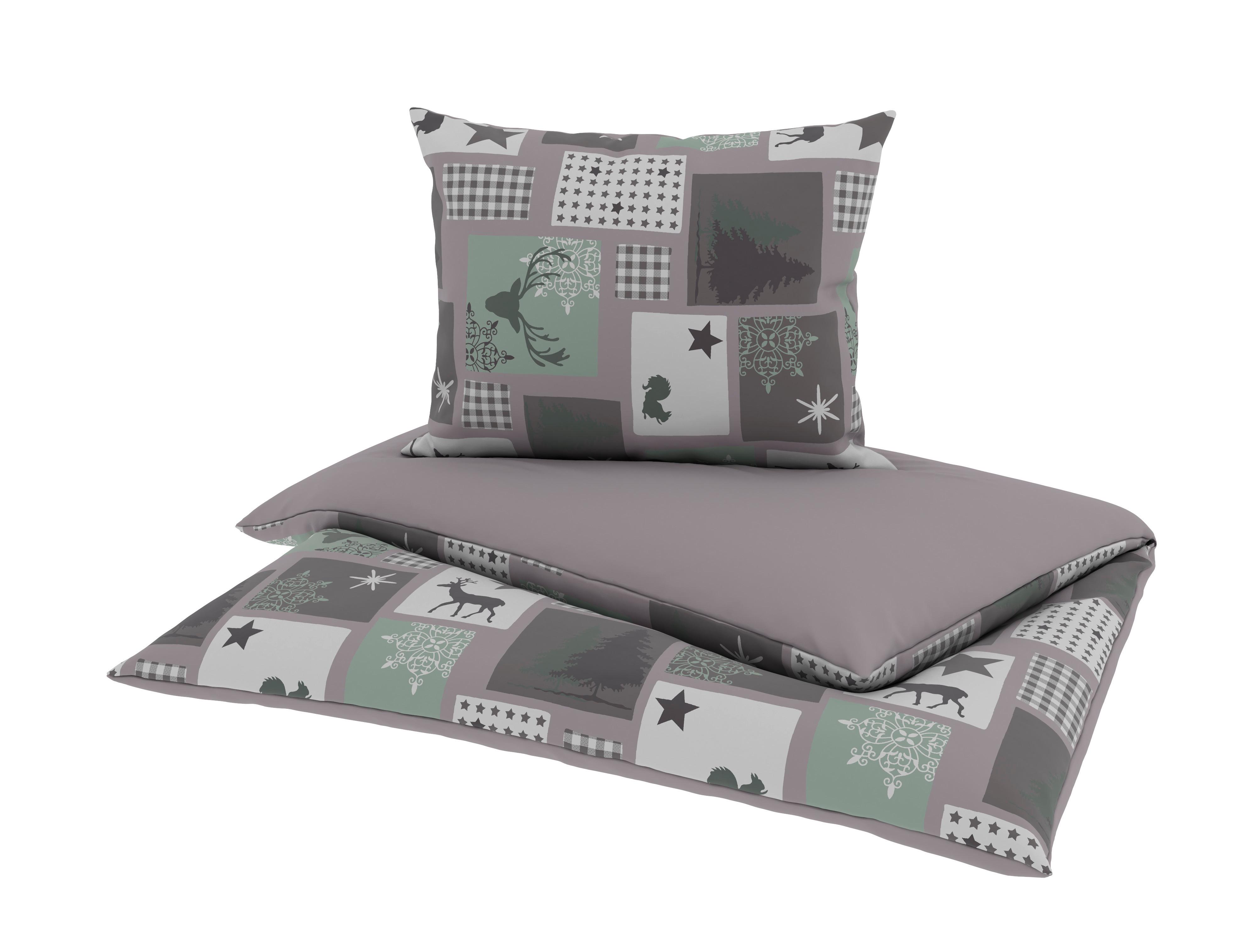Bettwäsche Deer - Taupe/Grün, MODERN, Textil - Luca Bessoni