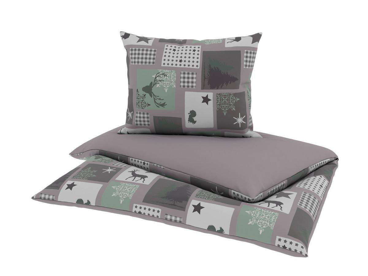 Bettwäsche Deer - Taupe/Grün, MODERN, Textil - Luca Bessoni