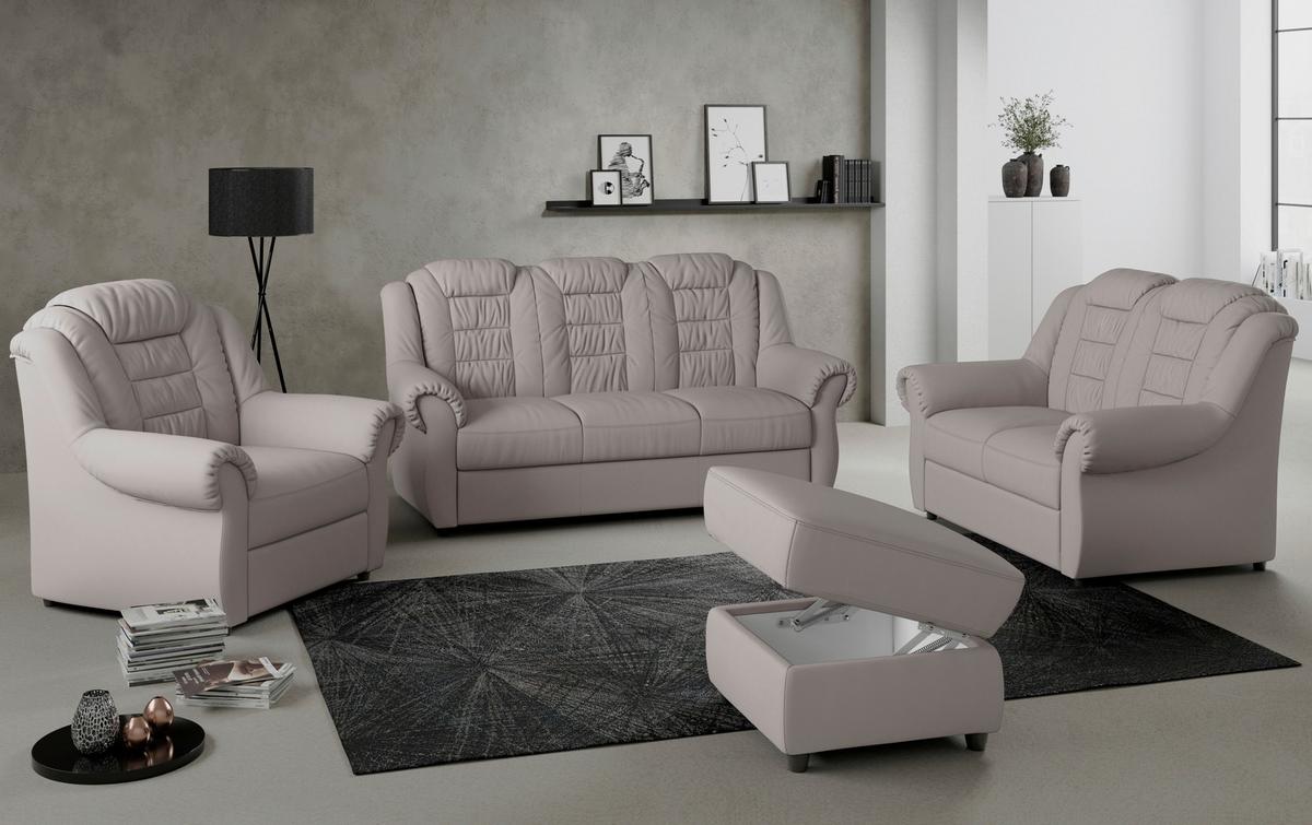 3-sitzer-sofa Boston Hellbraun Lederlook - Hellbraun/Schwarz, KONVENTIONELL, Textil (196/102/101cm) - Livetastic
