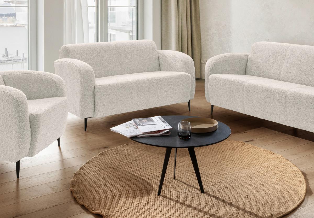 2-Sitzer-Sofa Marone Weiß B: 140cm - Schwarz/Weiß, MODERN, Textil (140/76/90cm) - Livetastic