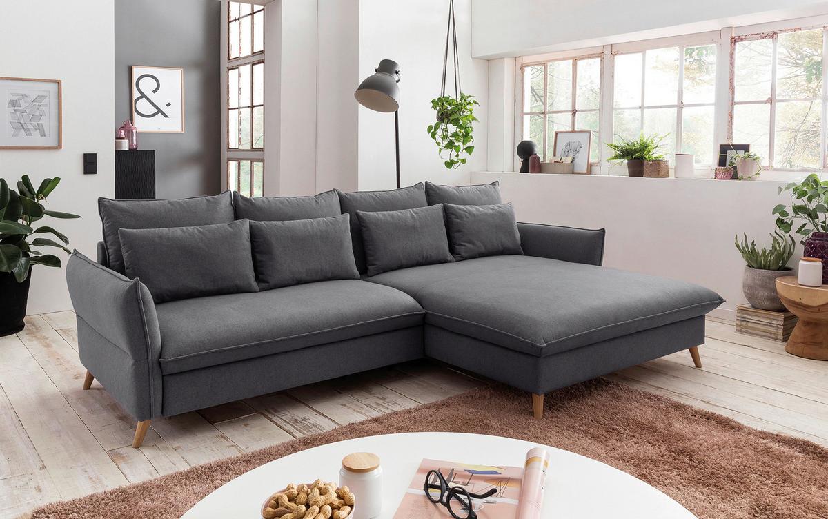 Eckschlafsofa Walter Grau S: 274 cm - Buchefarben/Grau, Design, Textil (274/170cm) - Livetastic