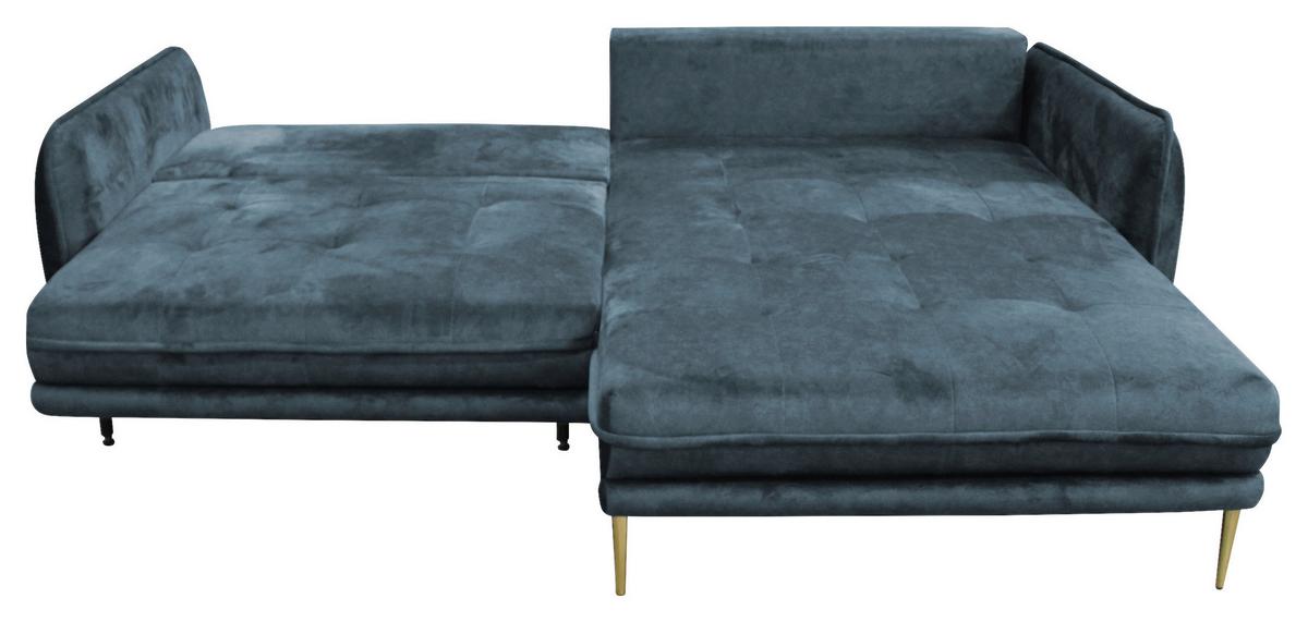 Ecksofa Whisper Blau S: 264x196 cm - Blau/Goldfarben, Design, Textil (264/196cm) - MID.YOU
