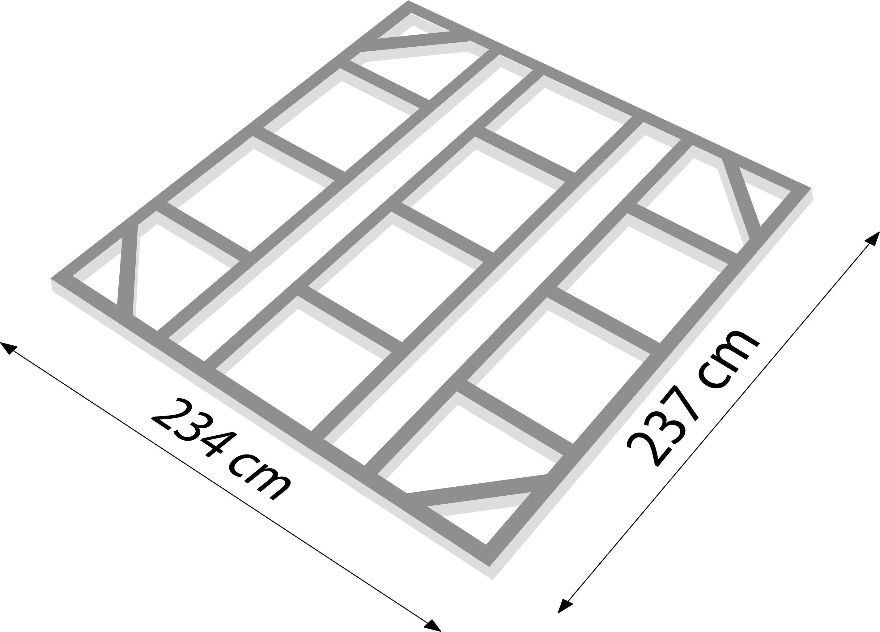Fundamentrahmen 237x234cm, Stahl, Wetterfest - Silberfarben, Basics, Metall (237/2/234cm)