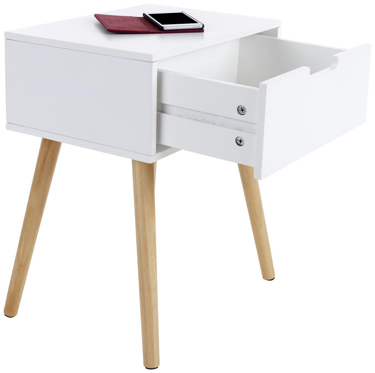 Nachtkästchen Weiß/Kiefer teilmassiv H: 52 cm Levi - Naturfarben/Weiß, MODERN, Holz/Holzwerkstoff (40/52/30cm) - Livetastic