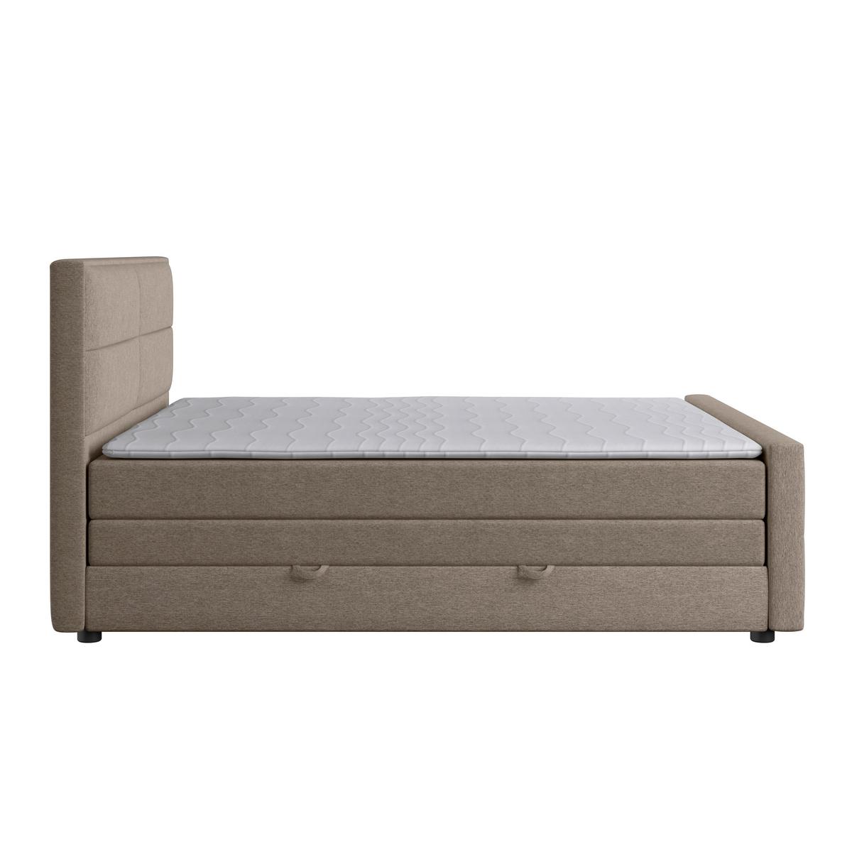 Boxspringbett mit Bettkasten Palermo 180x200 Beige - Beige/Schwarz, MODERN, Holz/Holzwerkstoff (180/200cm) - MID.YOU