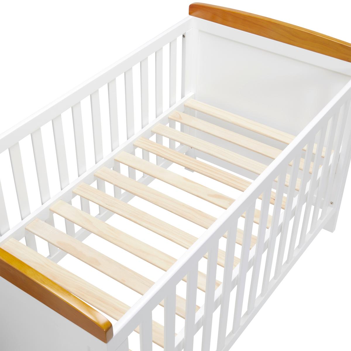 Postýlka s příčkami LOU bílá - bílá/barvy borovice, Moderní, dřevo (144/75/87cm) - Bessagi Kids