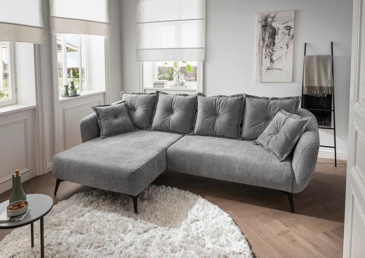 Ecksofa Baggio Grau S: 162x277 cm - Schwarz/Grau, MODERN, Textil (162/277cm) - Livetastic