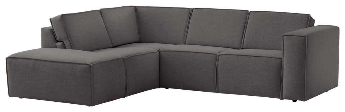 Ecksofa Dice Dunkelgrau 220x275 cm - Dunkelgrau/Schwarz, MODERN, Textil (220/275cm) - Trendmanufaktur