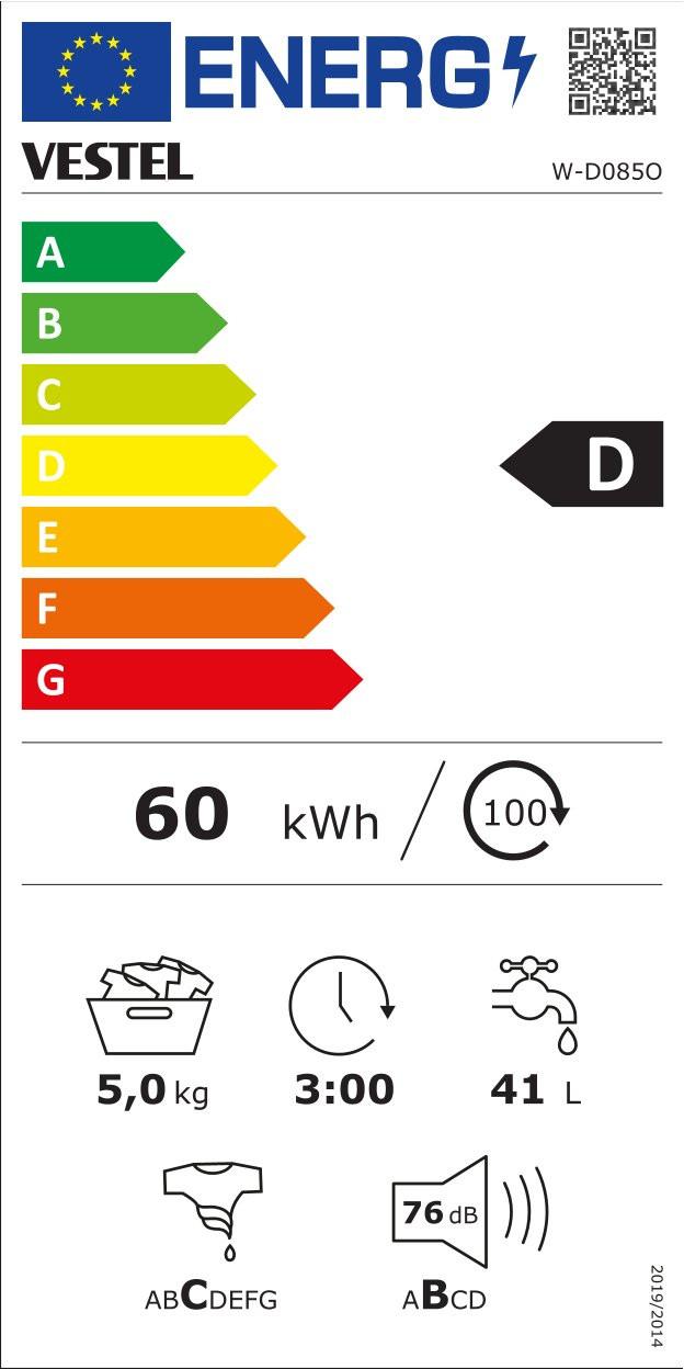Waschmaschine W-d085o 5 Kg 1000 U/min Mit Überlaufschutz - Weiß, Basics (60/85/50cm) - Vestel